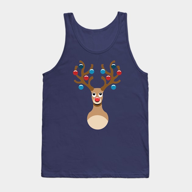 Cute Rudolph Reindeer Xmas tree Tank Top by atomguy